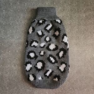 Dog Or Cat Leopard Knitted Sweater Small Gray